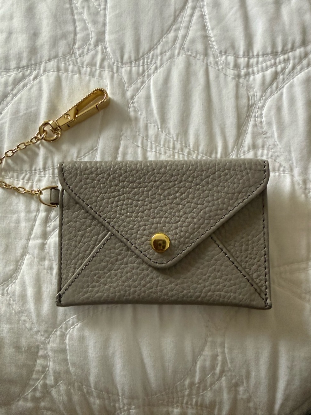 Aimee Kestenberg Silver Pebbled Leather Card Pouch with Gold Zip